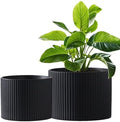 Matte Black Ceramic Plant Pots, 8.1 + 6 Inch Planters for Indoor Plants, Modern Flower Pots with Drainage, Two-Sizes Set by Swkien