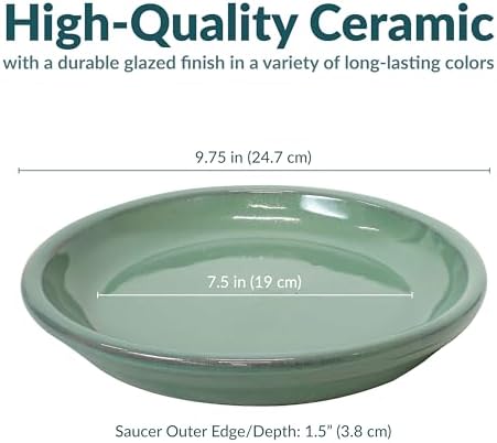 Sunnydaze 7" Ceramic Plant Saucers for Planters, 2pk, Seafoam - Image 5