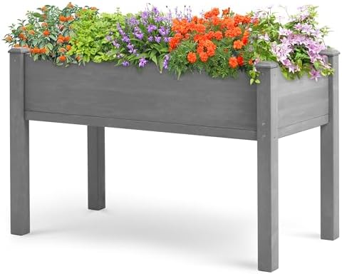 Raised Garden Bed with Legs, 48x24x30'', Outdoor Wood Elevated Planter Box, Thick Legs, w/Liner by OutdoorFurniture