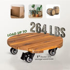 IDZO 2PCS Acacia Round Plant Caddy, 360° Lockable Wheels, Natural, 14-Inch - Image 5