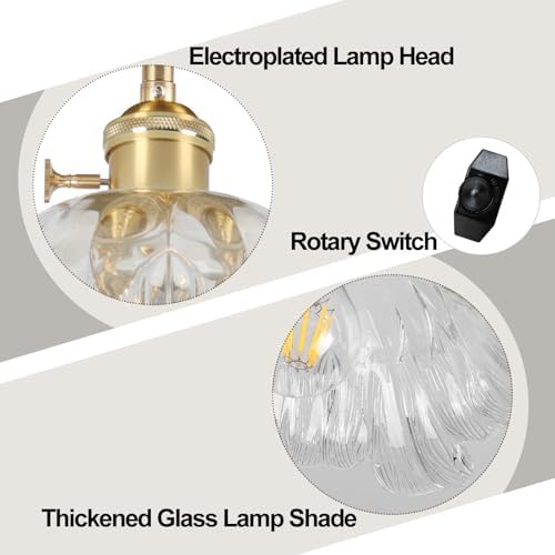 Plug in Pendant Light Fixtures,Hanging Light Fixture Flower Transparent Glass Pendant Light 11 inch E26 Pendant Lighting for Kitchen Island, Bedroom, Dining Room, Living Room - Image 4
