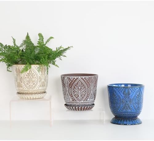 Gepege Ceramic Plant Pots, 6 Inch Indoor Planters with Drainage & Saucers - Image 7