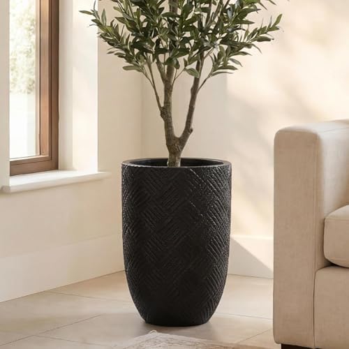 Oakrain 17.7" Tall Planter for Indoor Plants, Black Large Floor Planter by Oakrain
