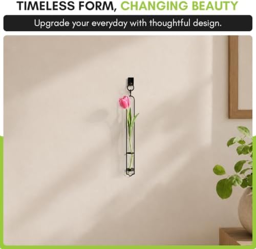 COURONNE CO. 16" Florence Hanging Tube Vase with Wall Hook, Clear Pack of 2 - Image 6