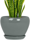 Deep Dream 8 Inch Plant Pots- Ceramic Pots for Plants with Drainage Hole and Saucer, Large Planter Pot for Indoor Plants Outdoor Decor, Grey by DeepDream