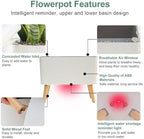 13.5 Inch Indoor Decorative Planter Pot with Solid Wood Legs, Self Watering Pots with Water Shortage Alarm Plant Pot for Modern Flower Planter for Home & Garden(White) - Image 5