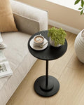 Round Side Table, Small Drink Table for Small Spaces, Black Carved by AEPOALUA