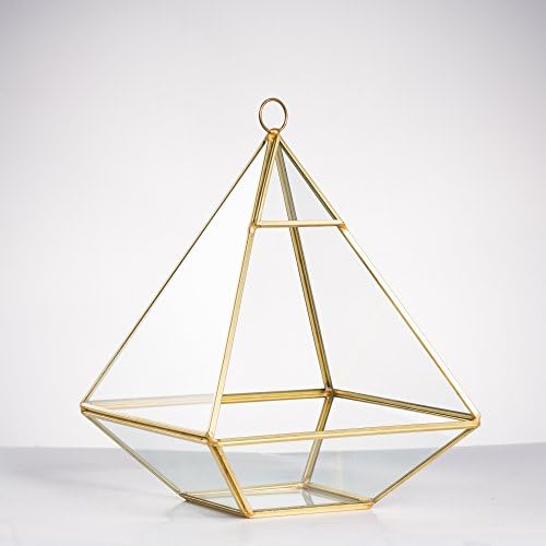 NCYP Geometric Glass Terrarium for Succulent, Air Plants - 5.9x5.9x7.87 Inches - Wall Hanging Glass Planter Pot, Home Garden Tabletop Decoration, Gold (Terrarium Only) - Image 6