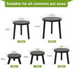 Delma Wood Plant Stands 5-Pack Indoor, Plant Stool, Black - Image 3