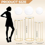 3pcs Gold Metal Plant Stand, Cylinder Pedestal Stands for Party, Metal Plant Columns Pedestal Stands for Display, Round Cylinder Columns tables for Weddings Cake Stand Floor Plant Tables - Image 2