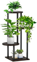4 Tier Plant Stand Indoor, Metal Wooden Tall Plant Shelf Flower Pot Stand for Multiple Plants, Corner Flower Holder Plant Display Rack for Living Room Balcony Patio Garden (Black) by SMFANLIN