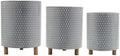 Maykoosh Metal Planters Set of 3 Geometric Indoor Flower Pots with Wood Legs by Maykoosh