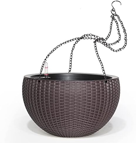 Dexceder 13.5 Inch Self Watering Hanging Planter (Brown) by Dexceder