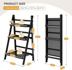 39.4" Foldable Ladder Shelf Plant Shelf, 3 Tier Bamboo Ladder Bookshelf - Image 2