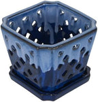 W&W Orchid Pot with Holes and Saucer for Repotting and Better Grow, White and Blue, 7 Inches - Image 5