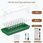 Seed Starter Tray with Grow Light, Seed Starter Kit Full Spectrum with 5 Dimmable Brightness & Timer, Indoor Plant Grow Tray for Beginners & Seasoned Gardeners, Gardening Gifts (Green, 144 Cells) - Image 4