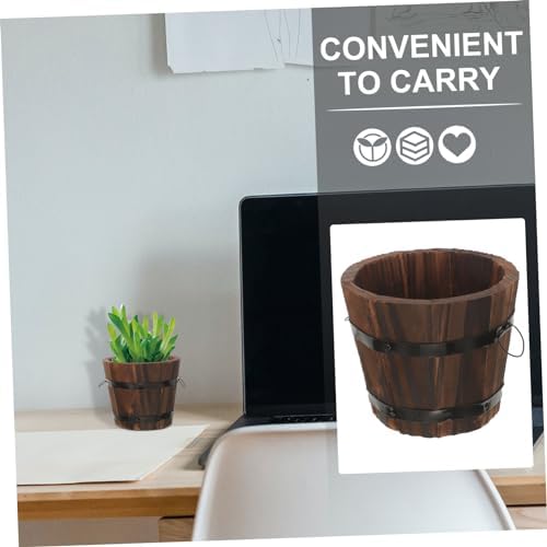4pcs Planter Pot with Drainage Rustic Whiskey Barrel Flower Pots for Indoor and Outdoor Gardening for Succulents Cacti and Flowers - Image 3