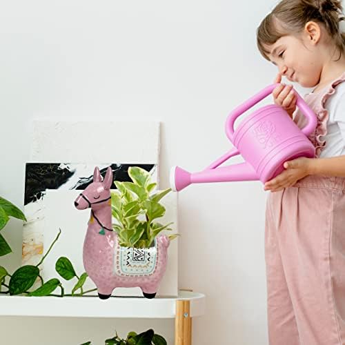 Ceramic Llama Planter for Succulent Plants Cute Alpaca Decor for Home, Office 8 1/2 Tall with Drain Holes Perfect for Cactus or Small House Plant Decoration (Pink) - Image 7