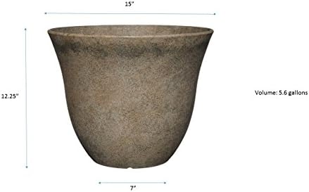 Classic Home and Garden Honeysuckle Resin Flower Pot Planter, Fossil Stone, 15" (Pack of 2) - Image 7