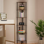 6-Tier Corner Shelf Stand, 65" Industrial Corner Display Rack for Living Room, Bookshelf, Tall Display Shelf, Plant Stand, Storage Standing Shelf for Bedroom, Bathroom, Kitchen, Brown - Image 2