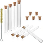 50 PCS of 34ml Glass Test Tubes with Cork Stoppers and Brush, Round Bottom, Thickness 1.0-1.2, 20x150mm, for Plants, Bath Salts, Party Decoration, Scientific Experiments, IN-TTS01 by LABINVO