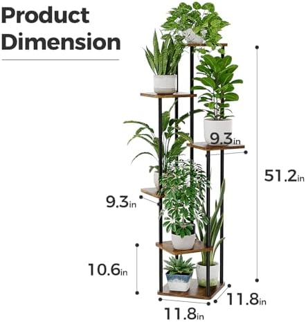 Bamworld Tall Plant Stand Indoor Corner Plant Shelf for Multiple Plants - Image 5