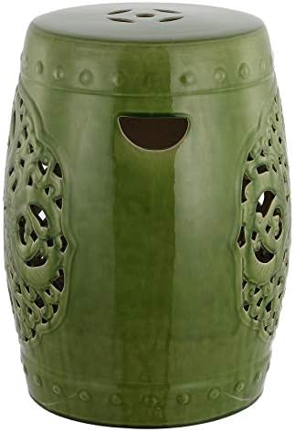 SAFAVIEH Outdoor Flora Ceramic Garden Stool, 18.5" Spring Green ACS4527E - Image 6