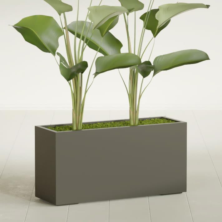 Greenline Leo Tall Rectangular Fiberglass Planter, Outdoor Planter Box - Image 2
