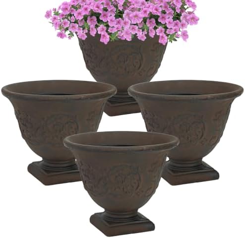 Sunnydaze Darcy 16'' Large Round Plant Pot, 4pk, Rust by SunnydazeDecor