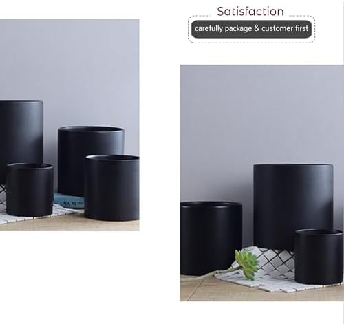 WGVI Matte Black Ceramic Cylinder Vase Width 5.5" Height 5", Flower Arrangements, Candle Holder, Terrarium Planter Pot, Storage Container Organizer, Pen Brush Holder, Tabletop Decor, Bulk, 6 Pcs - Image 7