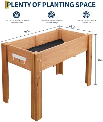 Jojoka 48"x24"x30" Raised Elevated Wooden Garden Planter Box - Image 7