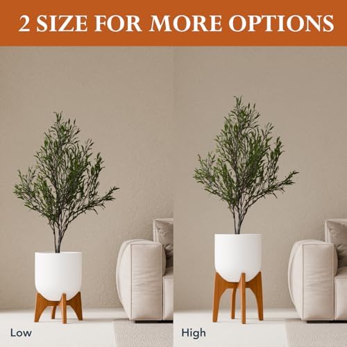 KUTE NEST 17" H x 19.3" W Acacia Solid Wood Plant Stand - Walnut - Image 2