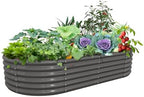 Anleolife 8x4x1.5ft Oval Galvanized Raised Garden Bed, Quartz Grey by AAnleolife