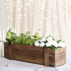 Efavormart 24"x6" Smoked Brown Rectangle Wood Planter Box with Plastic Liner, DIY Rustic Wooden Window Box for Wedding Table Centerpieces and Farmhouse Party Decor by efavormart