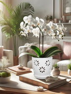 Oairse 6 inch Orchid Pots with Holes, White Ceramic Orchid Pot for Repotting Small Indoor Plant Pots with Drainage Holes and Saucers Decorative Flower Planter for Orchids, Indoor Plant - Image 7