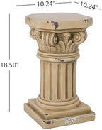 Merax 18.50" H Ionic Pedestal Plant Stand, MGO Decorative Pedestal Side Table for Indoor Outdoor Entryway Garden Home, Antique Yellow, No Assembly Needed - Image 2