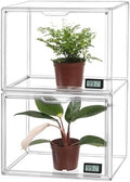 HBlife Mini Greenhouse for Indoor, Clear Stackable Green House with Magnetic Waterproof Door for Small Plants Nursery Germination and Display, Tabletop Portable Greenhouse, 14.1x8.6x10.6 Inch (2 Pack) by HBlife