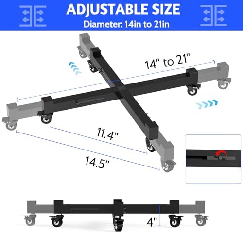 Plant Caddy With Wheels, Adjustable 14in to 21inch Heavy Duty Rolling Plant Dolly, Metal Plant Stand With 4 Lockable Caster Wheels, For Indoor Outdoor Pots Planter, Holds Up to 500 Lbs, Moving Dolly - Image 3