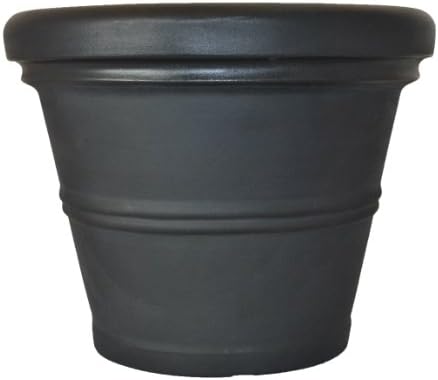 Tusco Products RR155BK Classic Rolled Rim Garden Planter, 15.5", Black by TuscoProducts