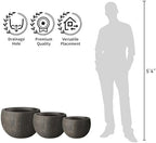 Kante Vintage BRN Concrete Planter 19.9" Dia All-Weather Round Large Pot - Image 3