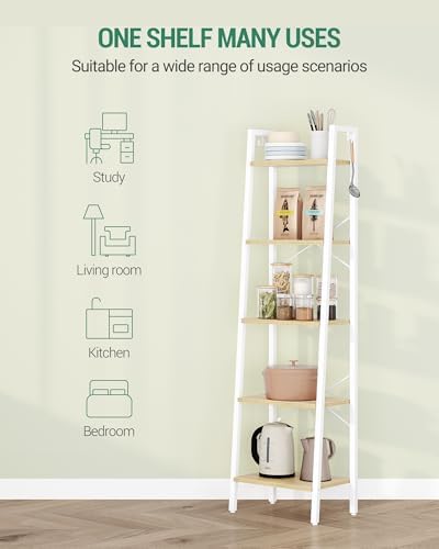 Hzuaneri Ladder Shelf, Bookshelf, Freestanding Corner Storage Shelf - Image 4