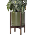 D'vine Dev Ceramic Pot with Walnut Wood Stand, Olive, 10 in, 55-B-X-J by DvineDevPlanterPotsandStand