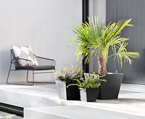 Ecopots Rotterdam Square Flower Planter, Dark Grey, 12" - Image 3