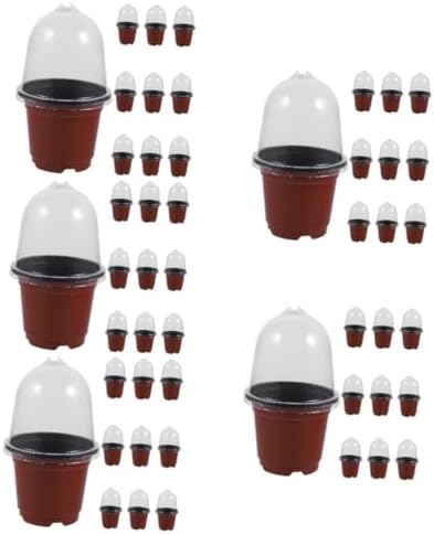 INOOMP 50sets Planting Pots with Humidity Dome Nursery Containers for Indoor Gardening Includes Drainage for Optimal Water Management by INOOMP