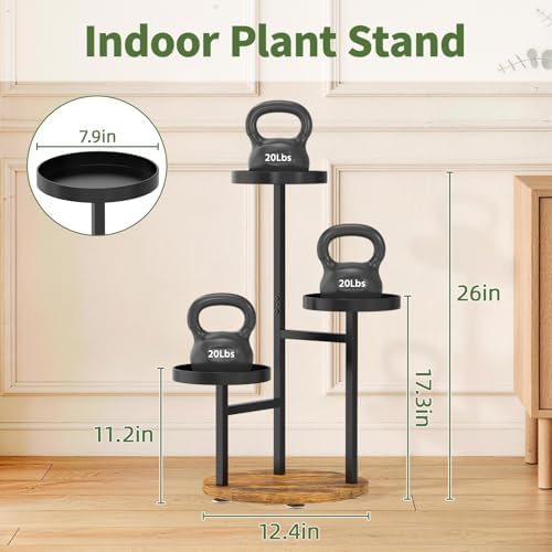 LASZOLA Corner Plant Stand Indoor Flower Shelf Tall, 3 Tiers Metal Black - Image 2