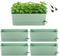 Party Zealot Window Boxes Planters, 5 Pack Self Watering Pots for Indoor Plants 17 Inch Rectangular Planter Rectangle Flower Pots Long Plant Pot Large Window Sill Herb Planter Box, Green by PartyZealot