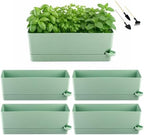 Party Zealot Window Boxes Planters, 5 Pack Self Watering Pots for Indoor Plants 17 Inch Rectangular Planter Rectangle Flower Pots Long Plant Pot Large Window Sill Herb Planter Box, Green by PartyZealot