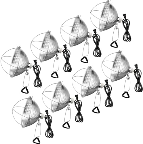 Macarrie 8 Pack Clamp Lamp Light with Aluminum Reflector, 6ft SPT-2 18awg Cord and Adjustable Stand Fixture, up to 150 Watt, E26 Socket, No Bulb (10.5 Inch) by Macarrie