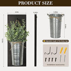SHOHAYTO Farmhouse Wall Decor Set of 2 - Wood Hanging Planters with Artificial Eucalyptus, Rustic Vertical Pocket Vases for Bathroom Kitchen, Indoor Greenery Decor - Image 2