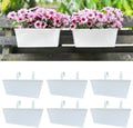 LaLaGreen Hanging Planter Box (14 in, 6 Pack) White Metal Deck Rail Pots by L%C3%A1L%C3%A1Green